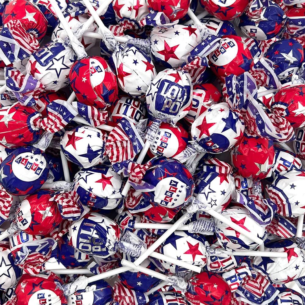 Patriotic Candy Lollipops, Independence Day, July 4th Suckers, 2-Pound Pack