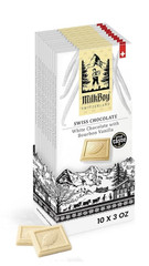 Milkboy Swiss Chocolates White Chocolate Bars Bourbon Vanilla – 3 oz, Pack 10