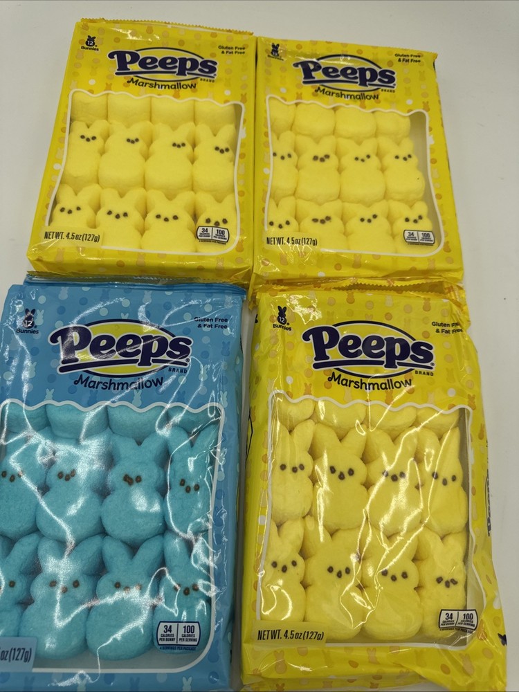 Qty 4- Peeps Marshmallow Easter Bunnies 12ct. 4.5oz Each (BB 02/2027) Over 1 Lb