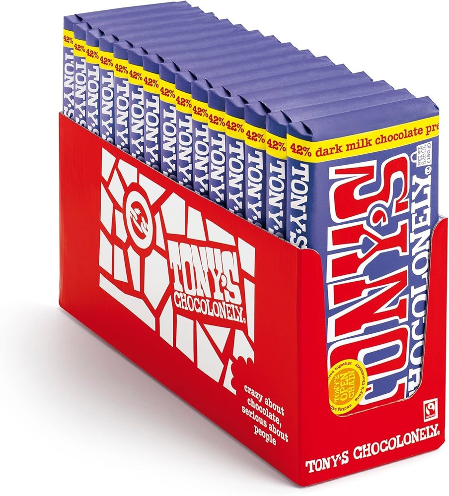 Tony’s Chocolonely Dark Milk Chocolate with Pretzel and Toffee, 6.35 Ounce, 15Pk