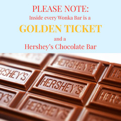 Willy Wonka Chocolate Bar with Golden Ticket Hershey’s Milk Chocolate Included