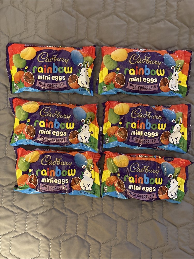 6 Pack Cadbury Rainbow Mini Eggs Milk Chocolate Easter Candy Bag 8 oz BB 07/2027