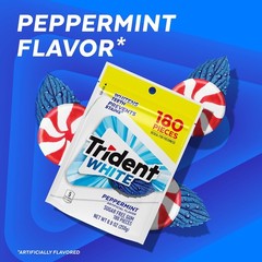 Trident White Sugar-Free Chewing Gum with Xylitol, Peppermint, 180 Piece Bulk Re