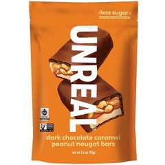 Unreal Dark Chocolate Caramel Peanut Nougat Bar, Non-gmo Candy 3.4oz