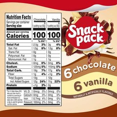 Snack Pack Chocolate and Vanilla Flavored Pudding Cups Family Pack, 12 Count …