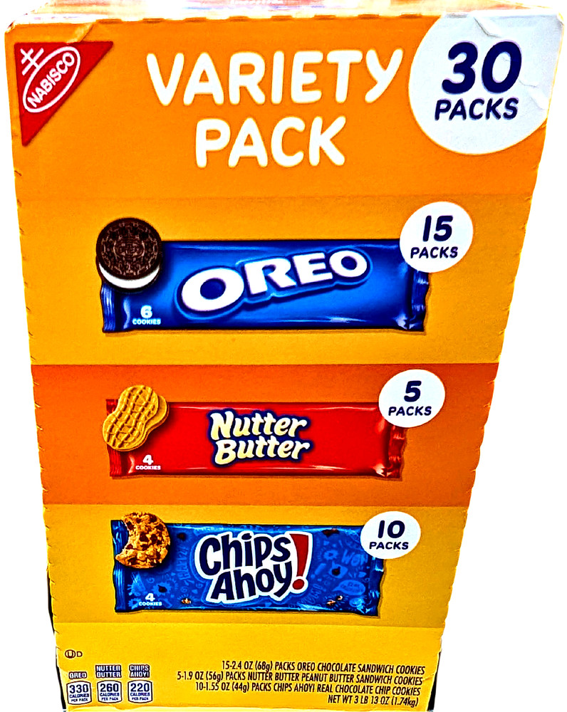 Nabisco Cookie Variety Pack with Oreo Chips Ahoy Nutter Butter 30 Packs