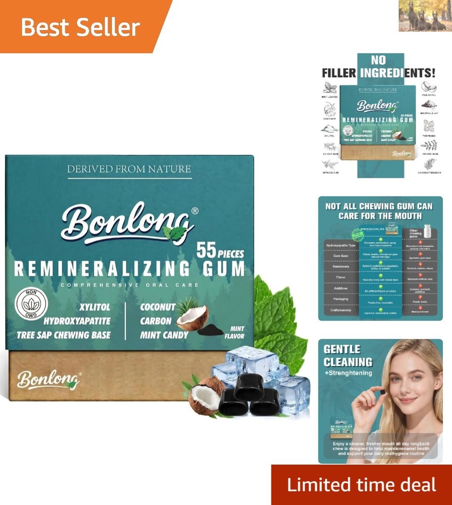 Remineralizing Gum with Hydroxyapatite & Coconut Carbon – 55 Count