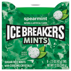 Ice Breakers Mints, Spearmint, 1.5 Oz, 8-Count Sugar Free