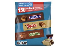 SNICKERS, TWIX, & MILKY WAY Minis Chocolate Candy Bars Variety Pack, 150 Ct