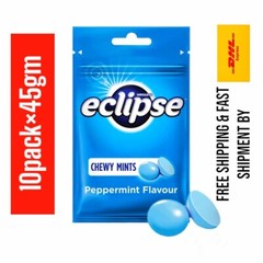 10 Packs x 45g Eclipse Chewy Mints Peppermint Bag 45g Chewy Candy /Intense Fresh