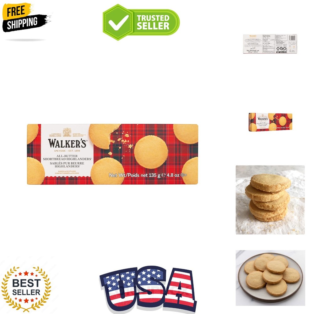 Walker’s Shortbread Highlanders, All-Butter Shortbread Cookies, 4.8 Oz Box