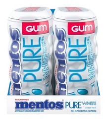 Mentos Pure White Gum Sweet Mint 10 Count-15 Piece Bottle