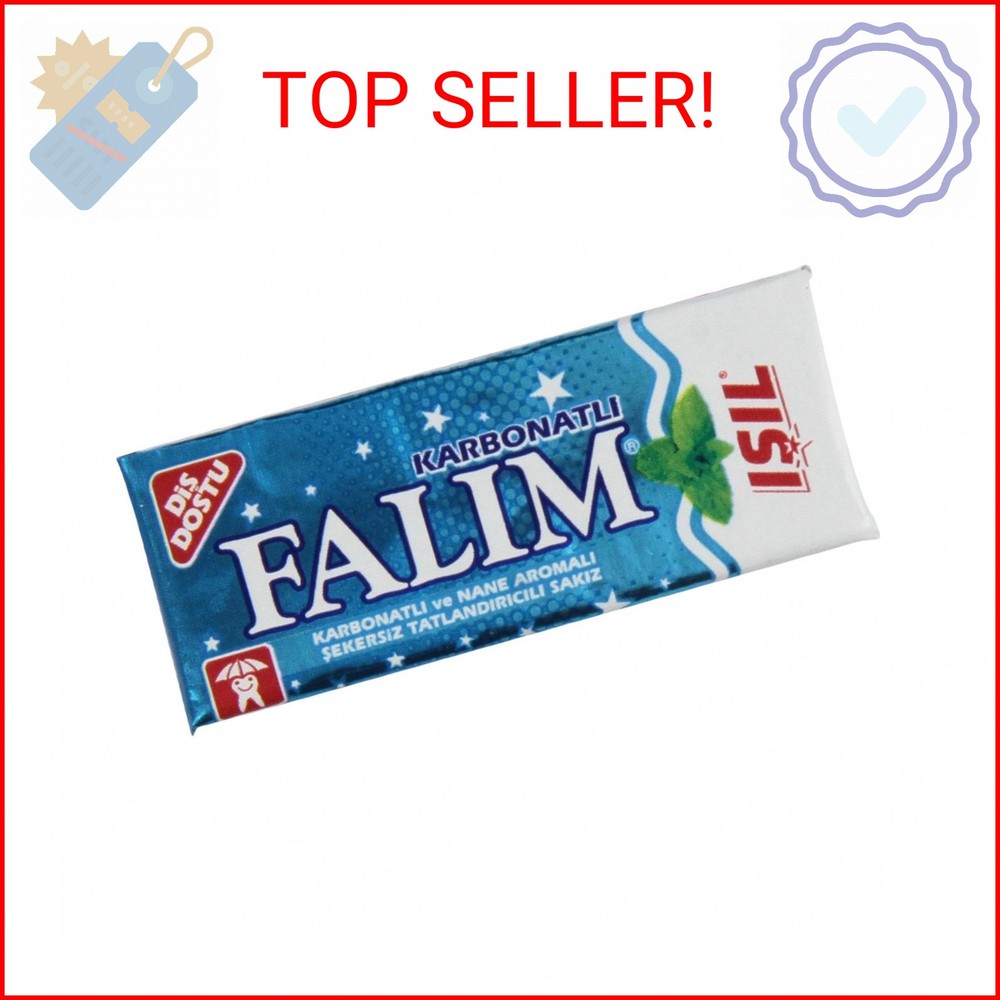 Falim Sugarless Plain Gum with Carbonat and mint aromatic, 20 Pack, 100 Pieces E