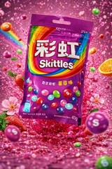 5 PACK – Exotic Skittles Strawberry Soft Sweet & Marshmallow Candy 40g Bag
