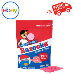 Bazooka Bubble Gum Sugar-Free 120 Ct Pink Flavor Bulk Chewing Gum Nostalgic