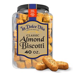 Classic Almond Italian Biscotti Cookie Snacks with Whole Almonds, 40 oz. Jar,…
