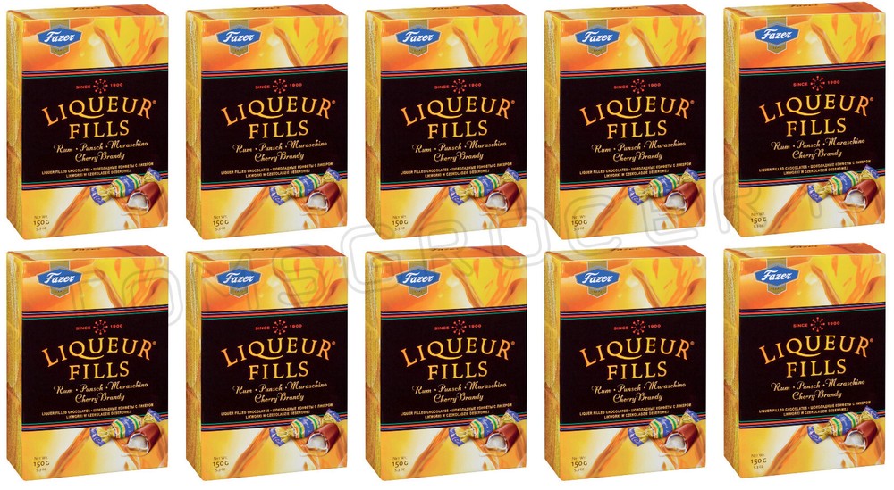 10 FAZER LIQUEUR FILLS Rum Punch Cherry Brandy Filled Chocolates 150g 5.3oz