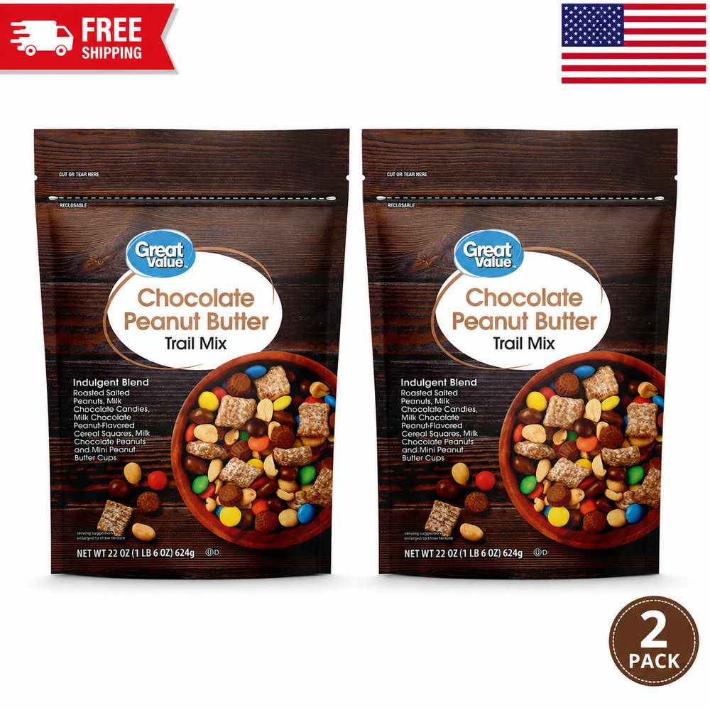 Great Value Chocolate Peanut Butter Trail Mix 22 oz Bags Pack of 2