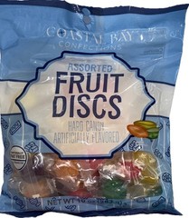 Coastal Bay Assorted Fruit Discs Hard Candy Multi Color-1ea 10oz Bag-NEW-SHIP24H