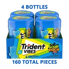 Trident Vibes SOUR PATCH KIDS Blue Raspberry Sugar Free Chewing Gum 40 Count