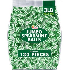 Jumbo Spearmint Mint Balls – 3 lb Bulk – Individually Wrapped Hard Candy