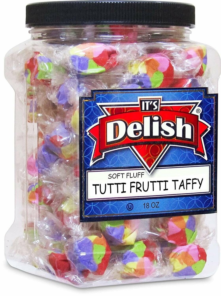 Gourmet Tutti Frutti Taffy Chews by It’s Delish –18 Oz Jumbo Reusable…