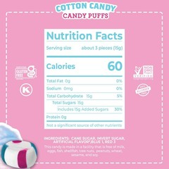 Cotton Candy Flavored Candy, Puff Mints Individually Wrapped, 52 oz Tub