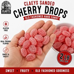 Claeys Sanded Cherry Drops Old Fashioned Nostalgic Candy , 2 lbs