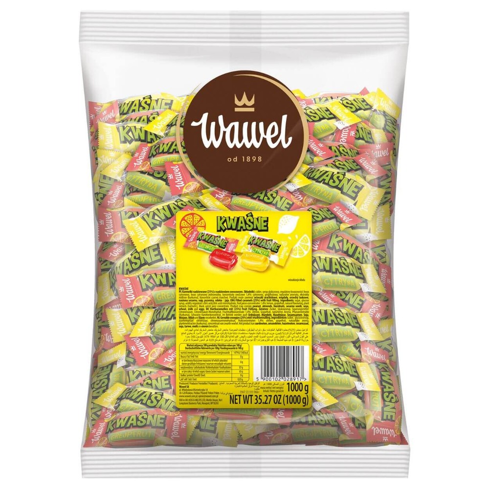 Wawel SOUR CARAMELS with Fruit Filling 1 KG / 35.2 oz
