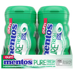 Mentos Pure Fresh Sugar Free Gum, Spearmint 50 Pieces 4 Count Soft Liquid Center