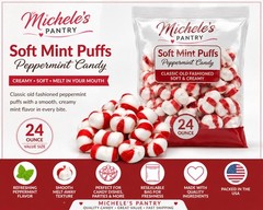Soft Mint Puffs Peppermint Candy 24 oz Bulk Bag Melt Away Candy Dish Mints