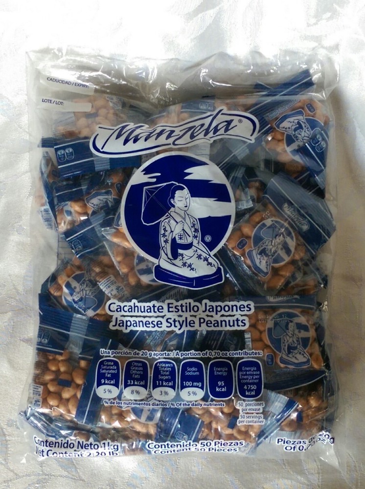 Manzel Japanese Cocktail Style Peanuts (Cacahuate Estilo Japones) 50 Pcs 2lb Bag