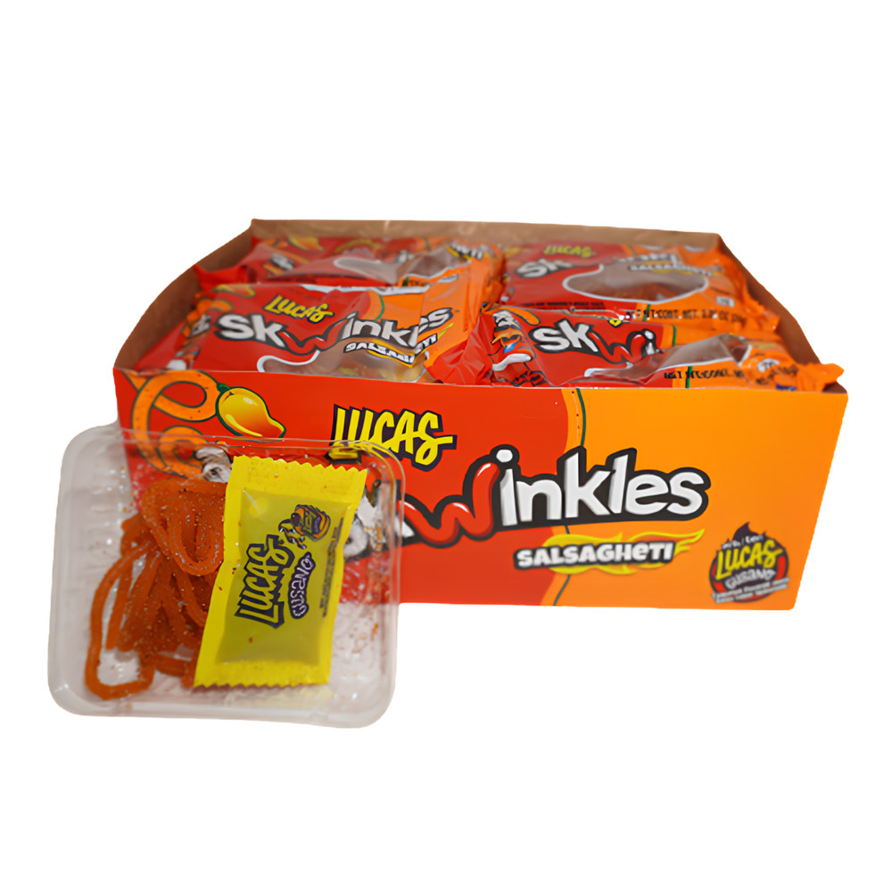 Lucas Skwinkles Salsagheti Mango 12ct Box Mexican Chili Candy