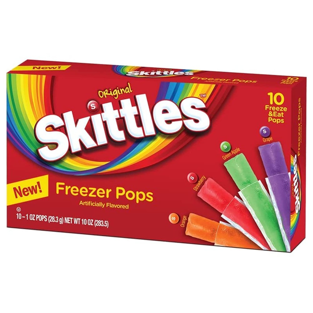 Skittles Freezer Pops Assorted Flavors 2 Pack 10 Ounce Fun Treats Made in USA
