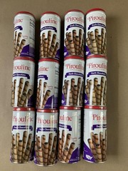 Lot Of 12 Pirouline Dark Chocolate Creme Filled Rolled Wafers 3.25oz Cans 3/26