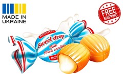 Roshen Milky Drop Caramel Candy Hard Sweets with Creamy Milk Filling Natural
