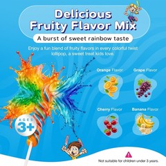 Rainbow Twist Lollipops Swirl 18 PCS- Individually Wrapped Bulk Lolipop Candy…