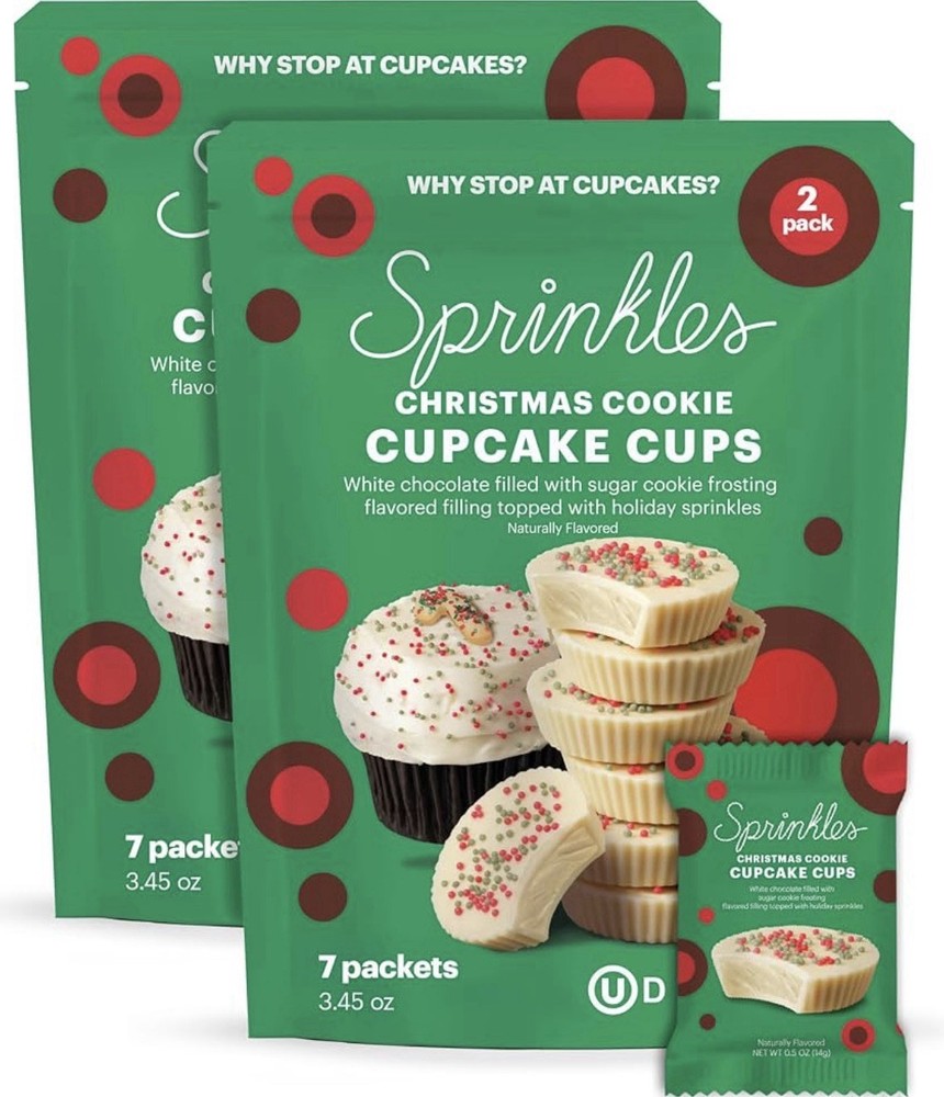 Sprinkles Cupcake Cups | Christmas Cookie | BB: 12/18/2026 | 2 Bags (14 Pieces)