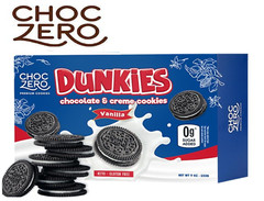 ChocZero Keto Dunkies Chocolate Sandwich Cookies with Creme, No Added Sugar, Glu