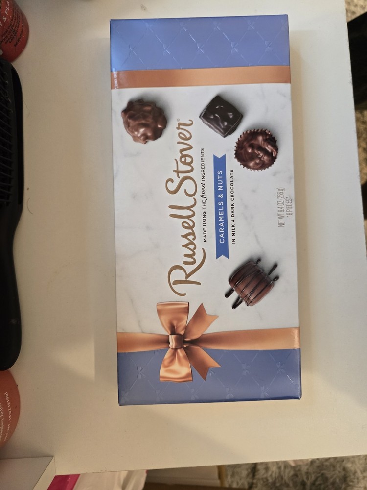 Russell Stover Caramels & Nuts Milk & Dark Chocolate Assortment Box 16 Pieces