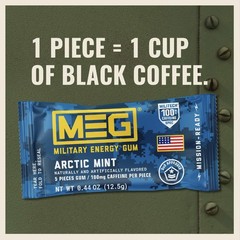 Energy Gum 100mg Caffeine Per Piece Arctic Mint 4 Pack 20 Count