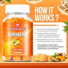 BeElevated Curcumin Turmeric Gummies – 60 Count (Pack of 1), Orange