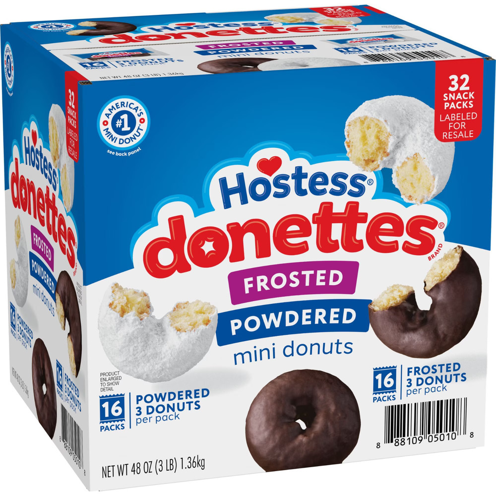 Hostess Donettes Variety Pack Donuts, Snack Size, 1.5 oz., 32 pk. 2 bundle