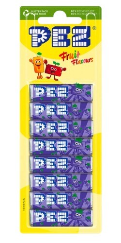 European PEZ Candy Rolls – Refills in Blister / 8-Pack: Grapes Flavour