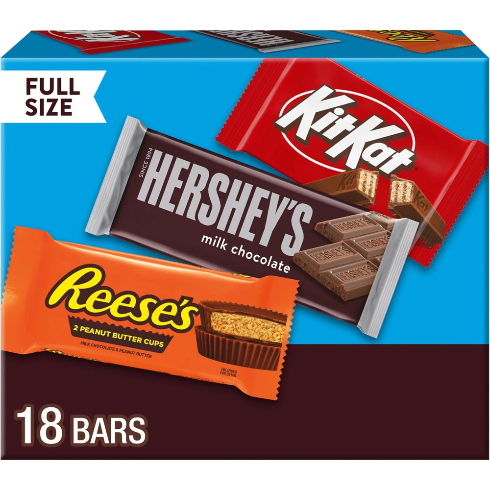 HERSHEY’S, KIT KAT and REESE’S Assorted 27.3 oz (18 Count, Pack of 1), Brown