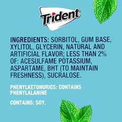 Trident Mint Bliss Sugar Free Gum, 12 Packs of 14 Pieces (168 Pieces)