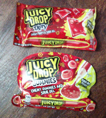 2 NEW packs of JUICY DROP TAFFY GUMMY & liquid candy CHERRY