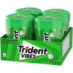 Vibes Spearmint Rush Sugar-Free Chewing Gum, 4 Bottles of 40 Pieces (160 Total P