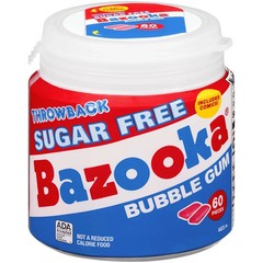 Bazooka Sugar Free Bubble Gum 60 Count to Go Cup Pack of 6 Pink Chewing Gum