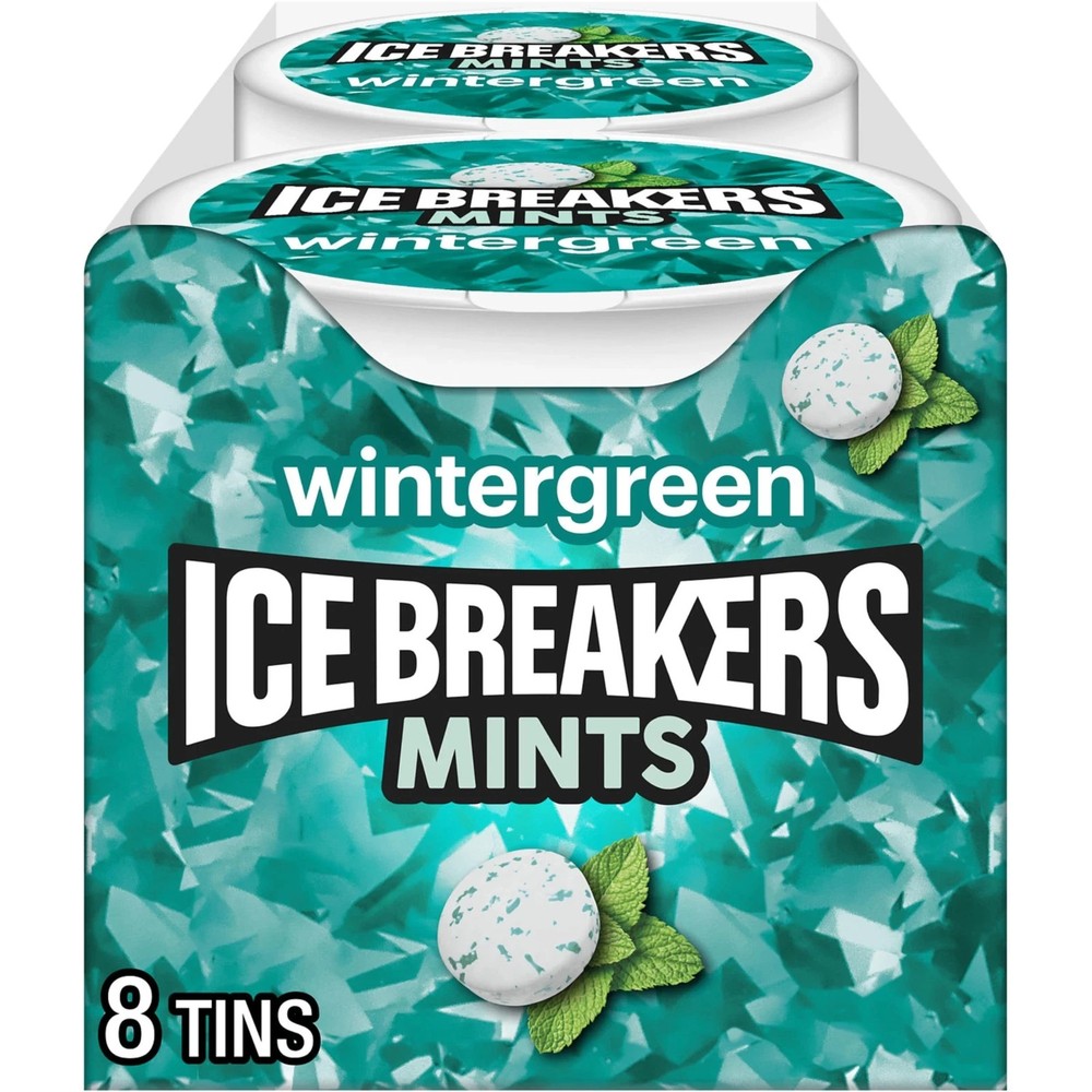 ICE BREAKERS WINTERGREEN Sugar Free Mints Tins, 1.5 oz (8 Count)-1 BOX